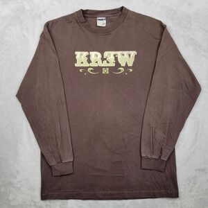 Vintage Krew Shirt Mens Large Long Sleeve Snowboard‎ Surf Skate Script LS Adult